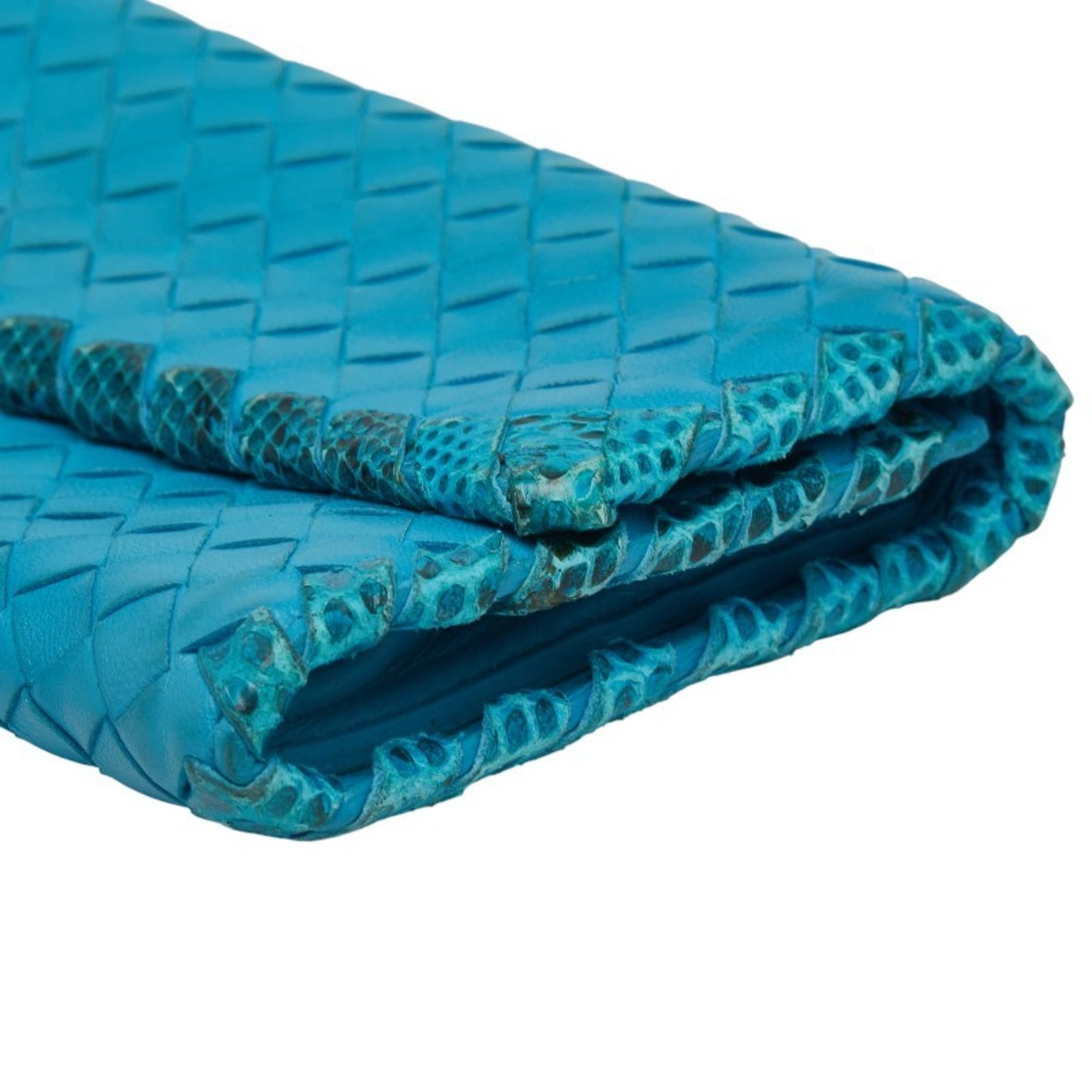 Bottega Veneta Intrecciato Long Wallet Blue Leather Women's BOTTEGAVENETA
