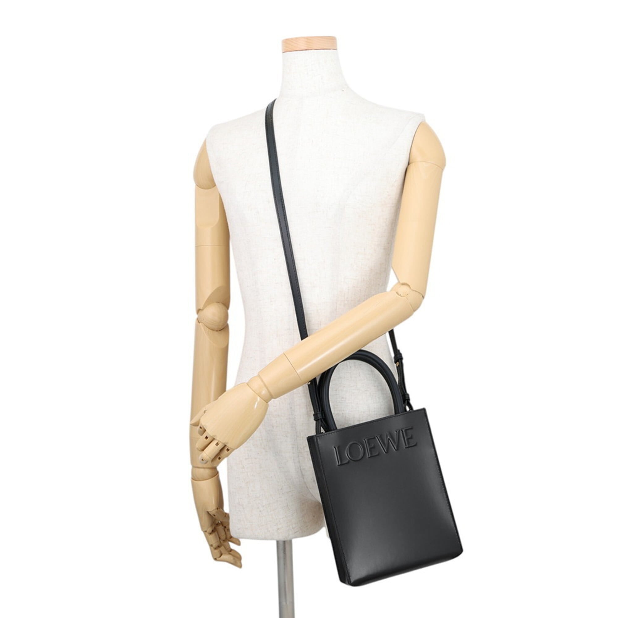 Loewe Standard A5 Tote Handbag, Calf Leather, A933S30X01, LOEWE 2-way Shoulder Bag, Black — Like New