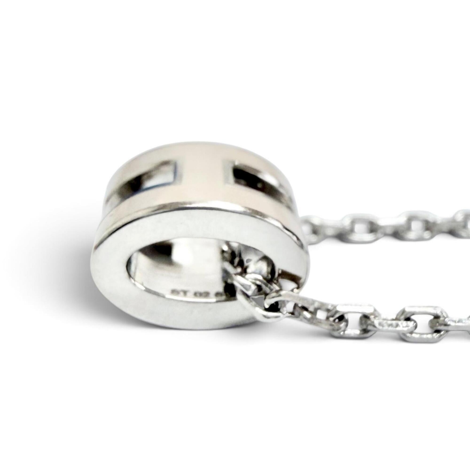 HERMES Mini Pop H Pendant Necklace - Marron Glacé (candied chestnut) design, silver hardware, made in France, women's, with box, very popular — Like New
