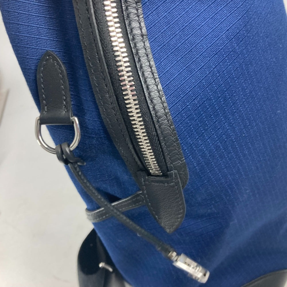 HERMES H Sac Addo All Back Backpack Bicolor Rucksack Leather Canvas Men's Blue E-241127-5 — Like New