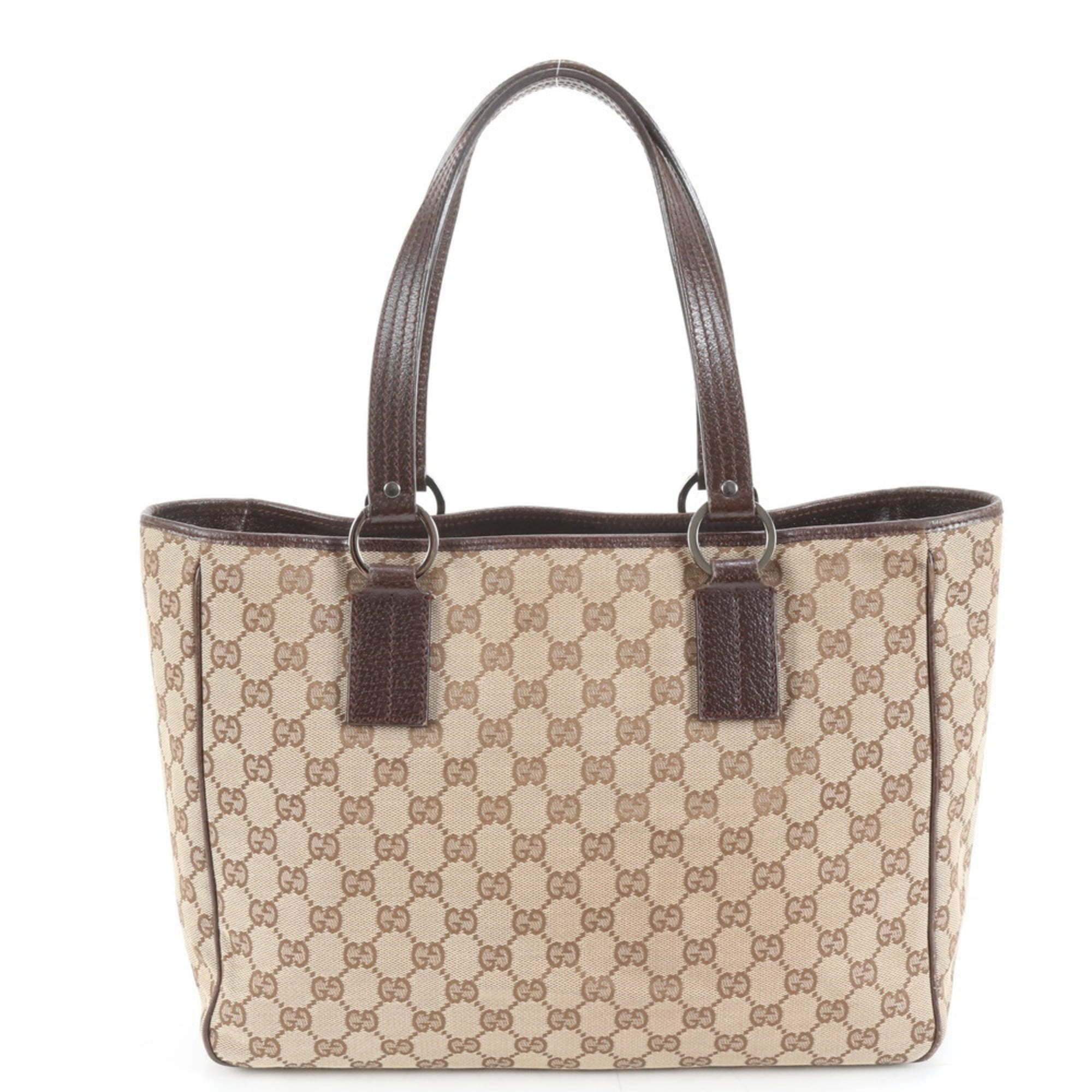 Gucci GG Canvas 113017 Leather Tote Bag Shoulder Handbag Brown Women's