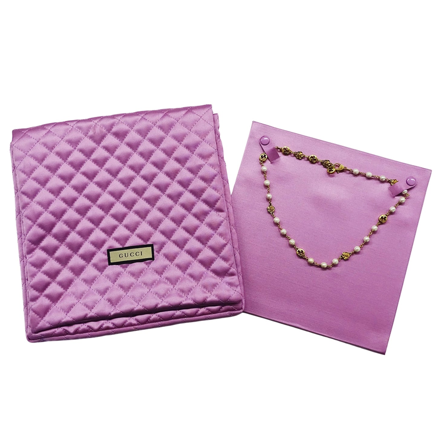 Gucci Women's Interlocking G Necklace with Faux Pearls and Gold Flowers