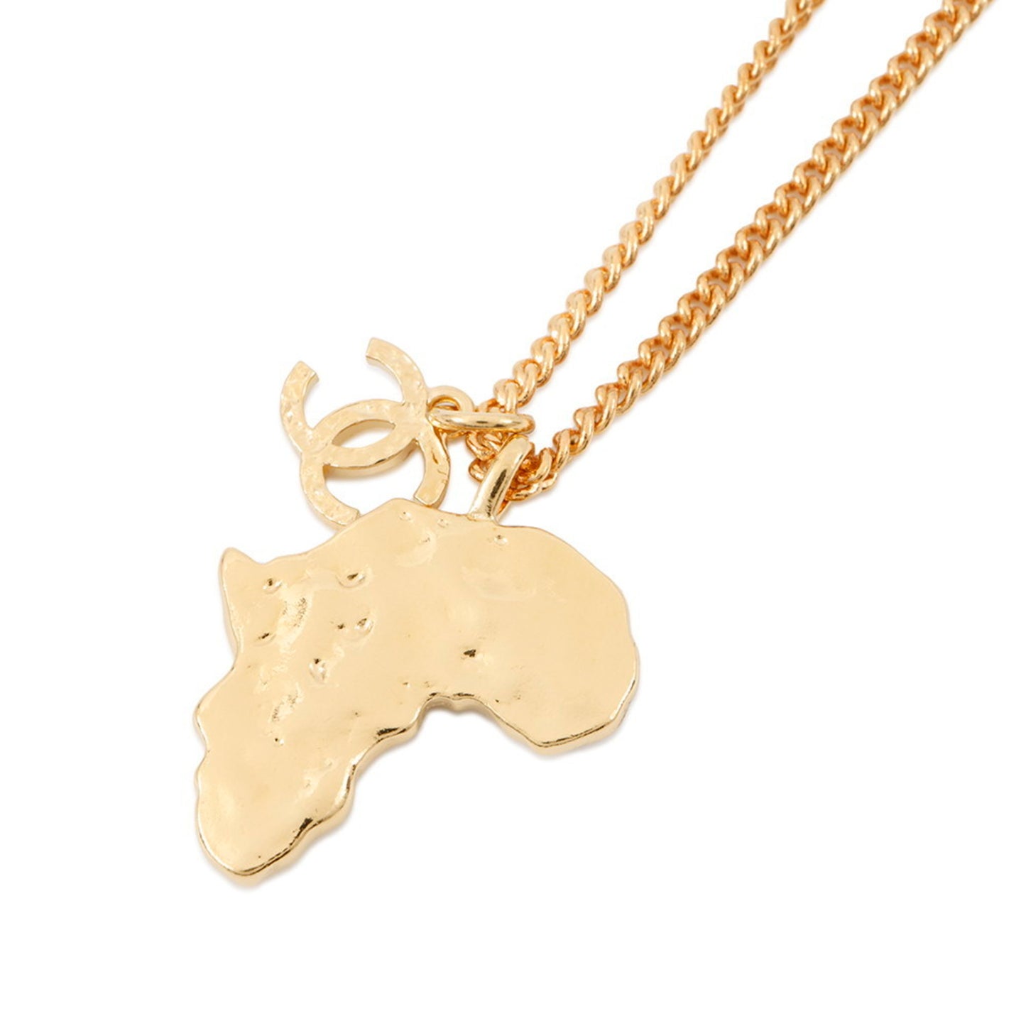 Chanel Necklace with Coco Mark, African Continent Motif, Faux Pearls and Rhinestones, G23A CHANEL