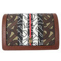 BURBERRY TB All-Over Print Compact Chain Wallet, Leather Bifold Brown, Women's