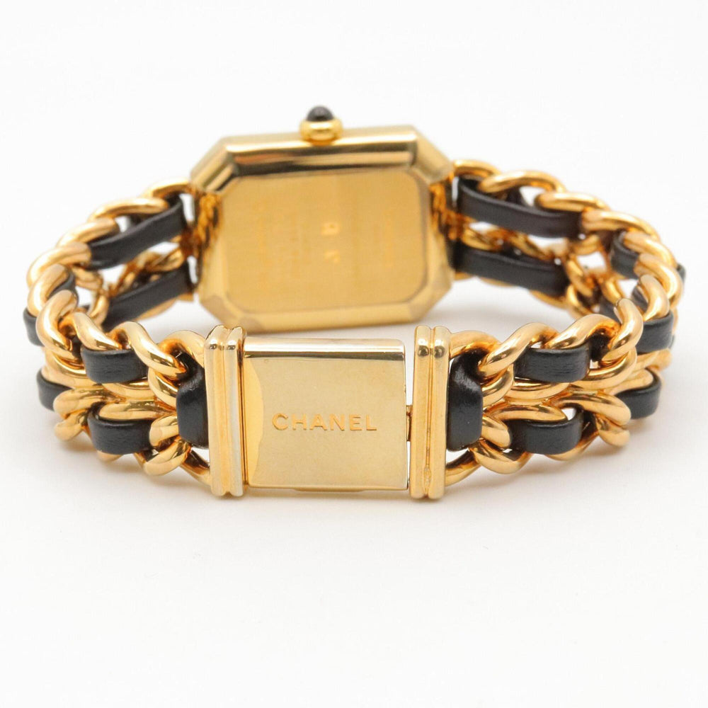 Chanel CHANEL Première S Watch, Gold Plated (GP), Leather Strap, Women's, Black, H0001 — Very Good