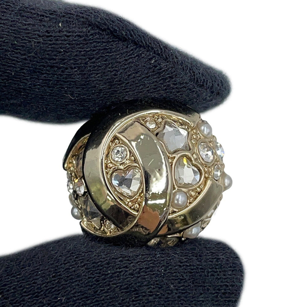 Chanel Earrings, Coco Mark Round Earrings with Rhinestones and Faux Pearls, B25A ABF219, CHANEL for Women — Like New