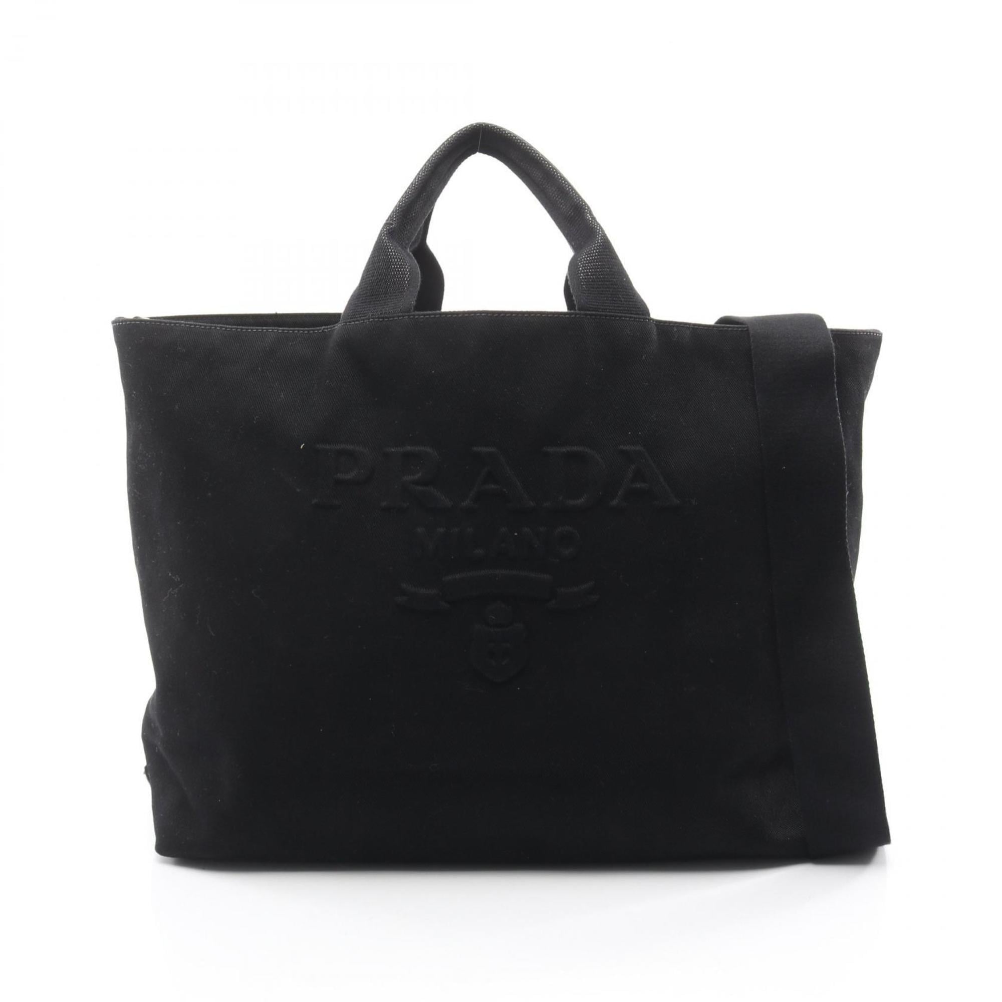 Prada Drill Tote Bag, Canvas, Women's, Black, 2VG081