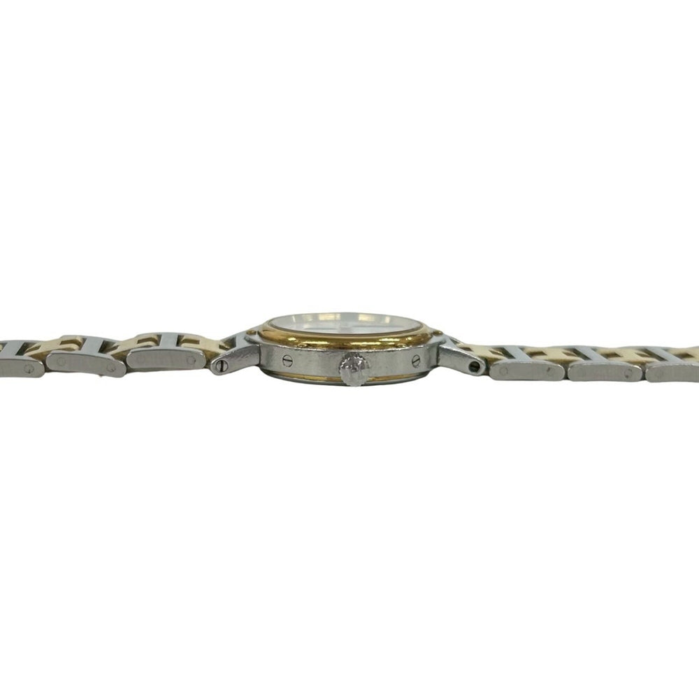 HERMES Vintage Clipper Logo Engraved Stainless Steel GP Wristwatch Silver Gold 40594 — Good
