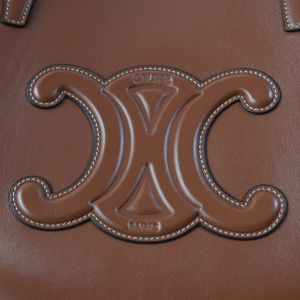 CELINE Cuir Triomphe Coufun Medium Tote Bag in Tan Smooth Calfskin (196953DU3.04LU) with Dust Bag, Made Italy, Women's — Like New