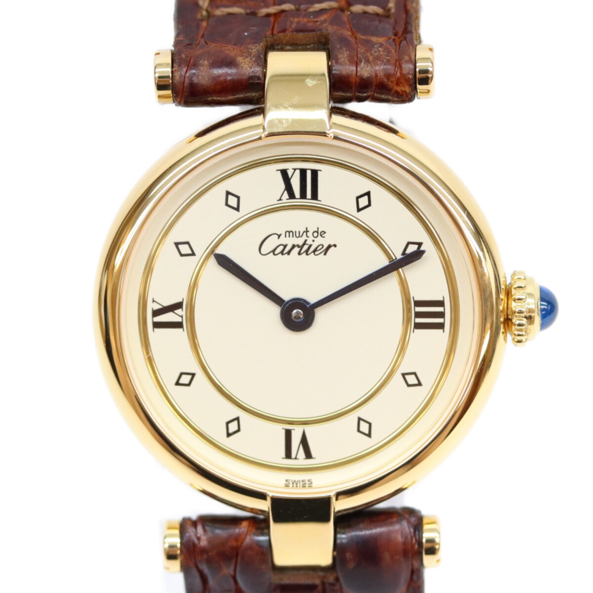 Cartier Must Vendôme SM Vermeil Quartz Watch with Roman Numerals, Gold and Ivory Dial, Ladies' — Very Good