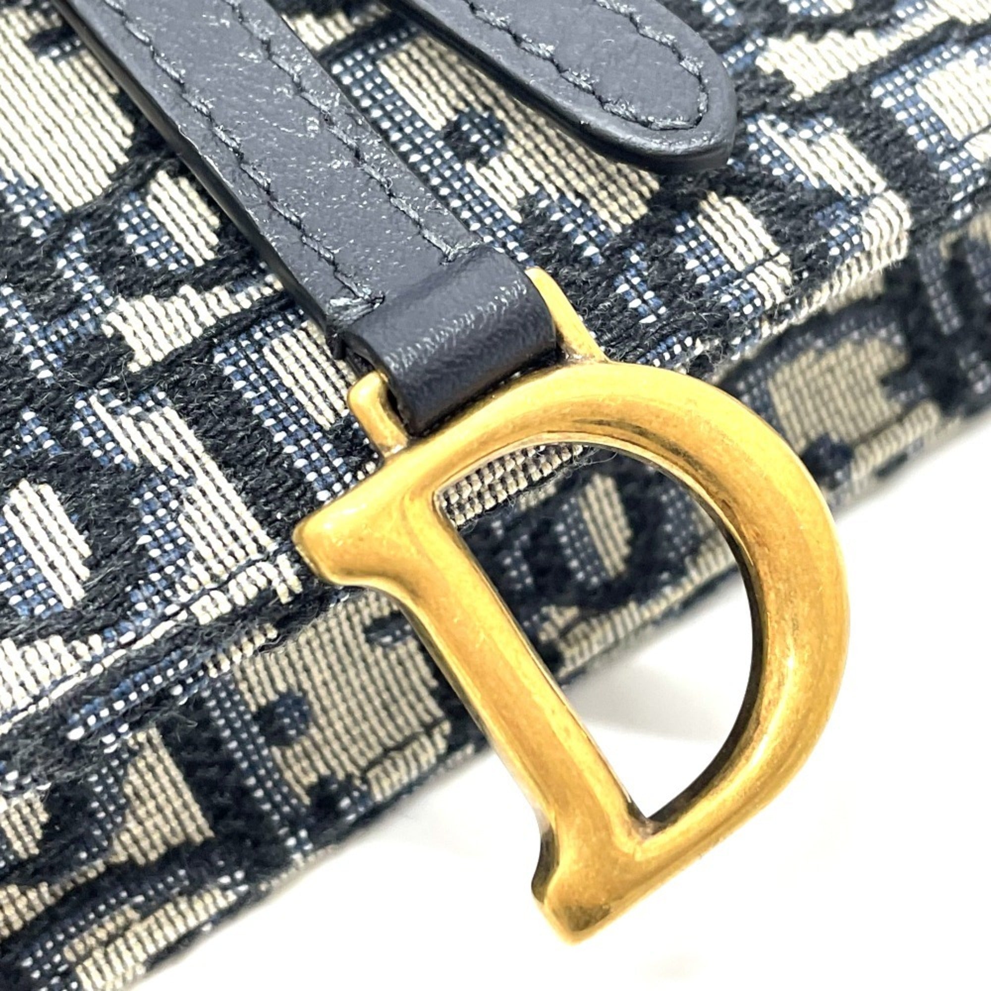 Christian Dior Dior S5619CTZQ_M928 Oblique Trotter Saddle Belt Pouch Bag Waist Body Leather Canvas Men's Navy — Like New