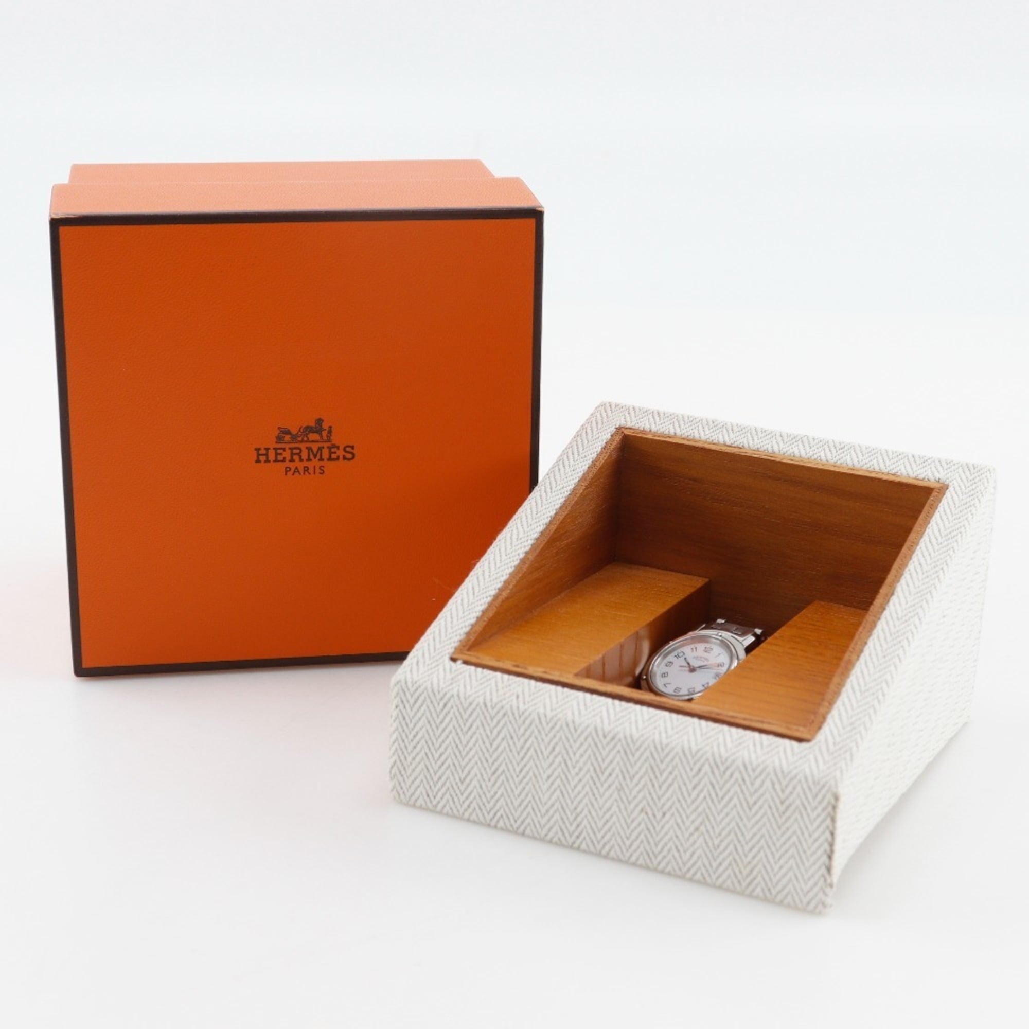Hermes HERMES Clipper Watch CL4.210 Stainless Steel Quartz Analog Display White Dial Women's S212224805 — Good