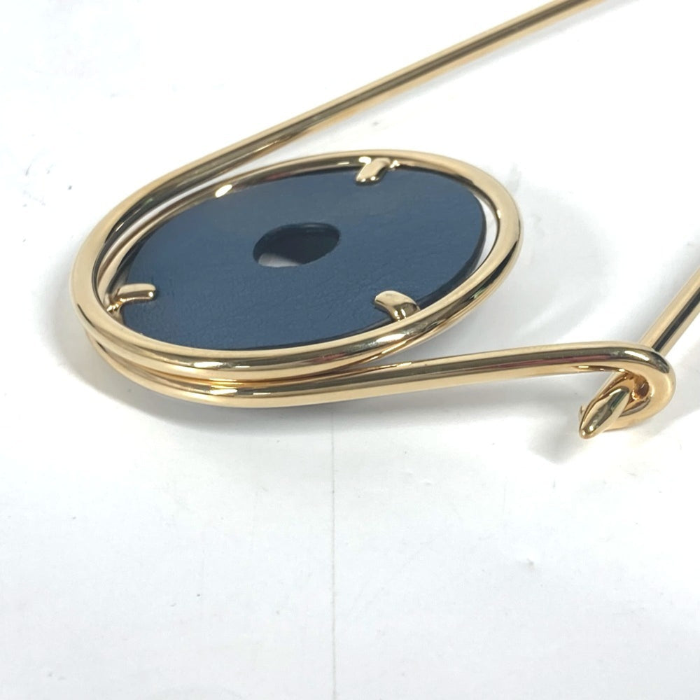 LOEWE Brooch Metal Leather Men's Women's Gold MO-241124-16 — New - Store Return