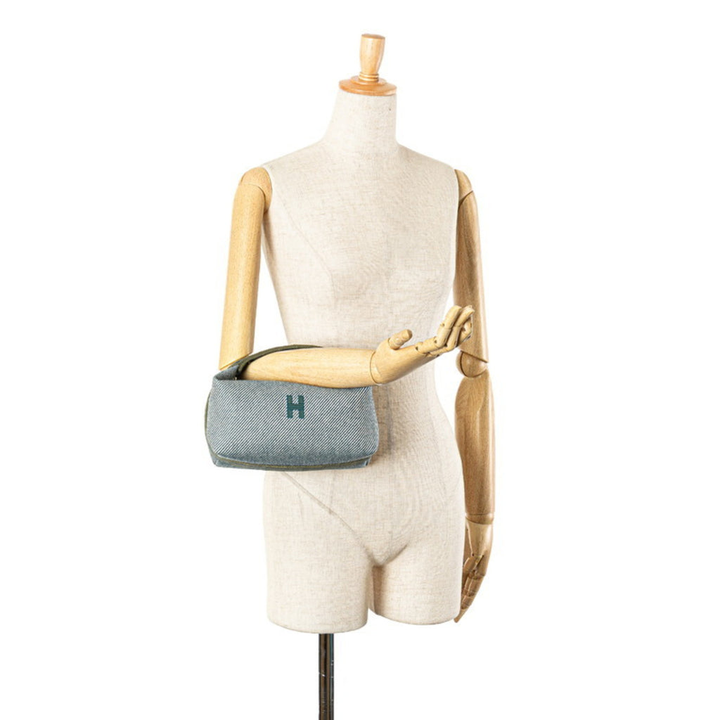 Hermès Bride A Black PM Handbag, Blue Abyss and Green Cotton, Women's, HERMES