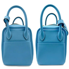 HERMES Mini Lindy Swift Blue Aztec Tote Bag Shoulder MINI Women's Men's — New - Store Return