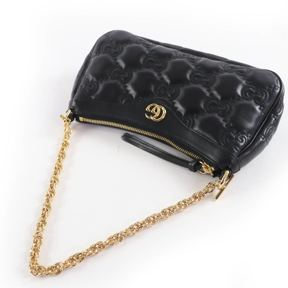 GUCCI 735049 GG Matelassé 2-Way Leather Handbag/Shoulder Bag, Black, with Dust Made in Italy, Women's — Like New