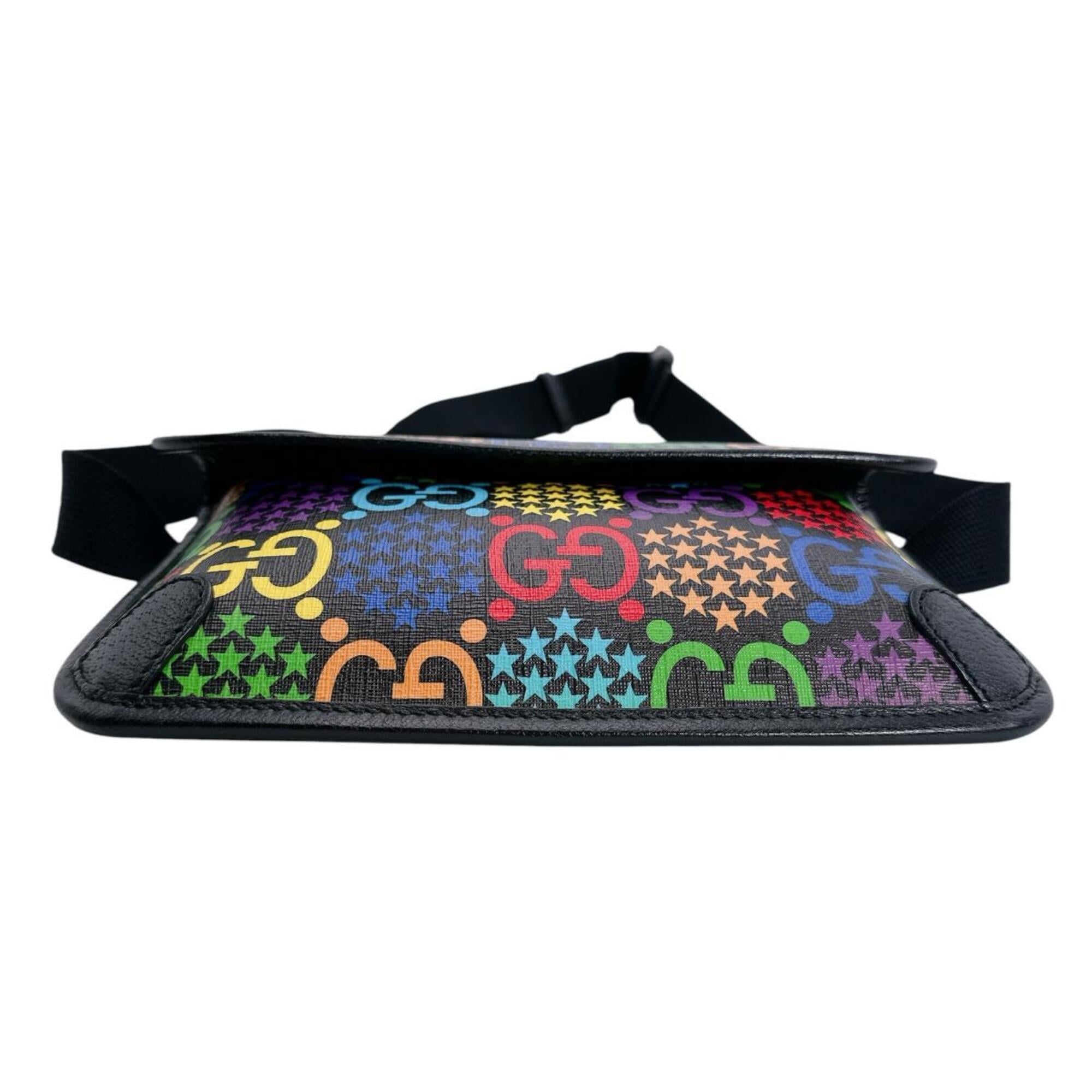 Gucci GUCCI Waist Bag Body GG Psychedelic Leather 598113 Black x Multicolor — Like New