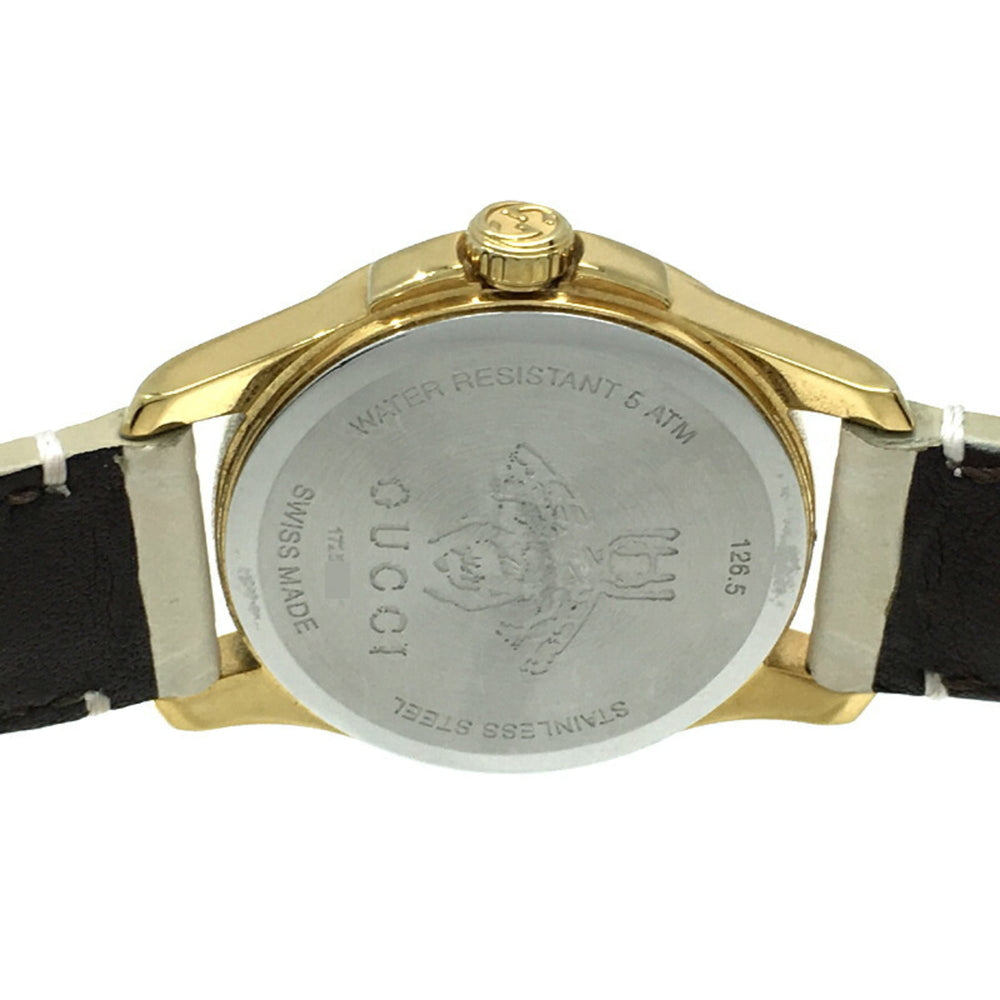 Gucci G Timeless Ladies Watch YA126580 126.5 Gold Plated White Shima Dial — Good
