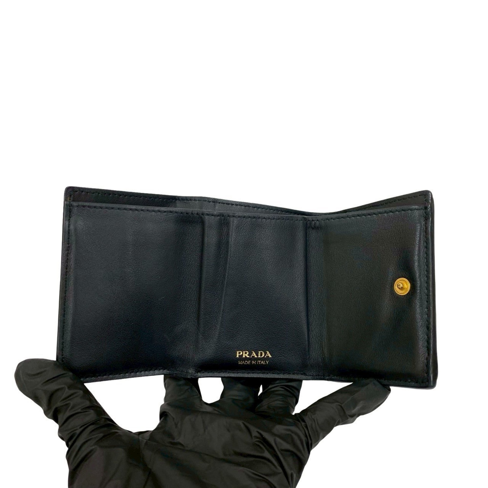 CELINE Vintage Macadam Blason Pattern Leather Bifold Wallet in Black and Brown (35876)