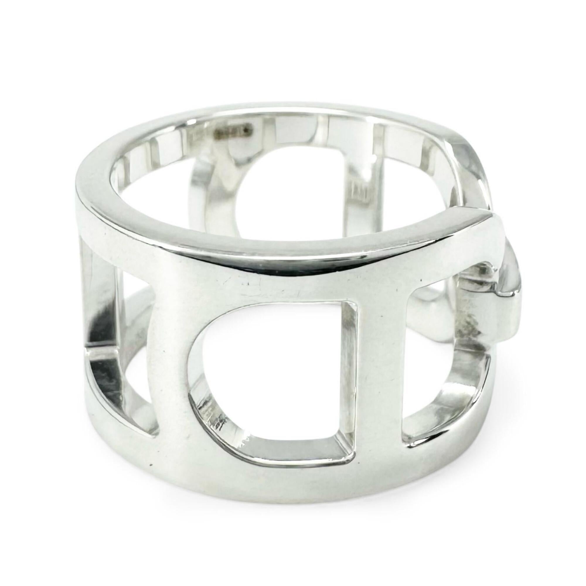 HERMES Everchaine d'Ancre AG925 Ring, 2021 model, Silver, Size 48, with case, Made in Italy, Weight: 5.6g, Women's — Like New
