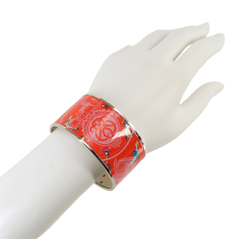 Hermes HERMES Email TGM Bangle Bracelet Orange Silver — New - Store Return