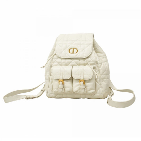 Christian Dior Backpack/Daypack Macrocannage Caro Leather White Women's