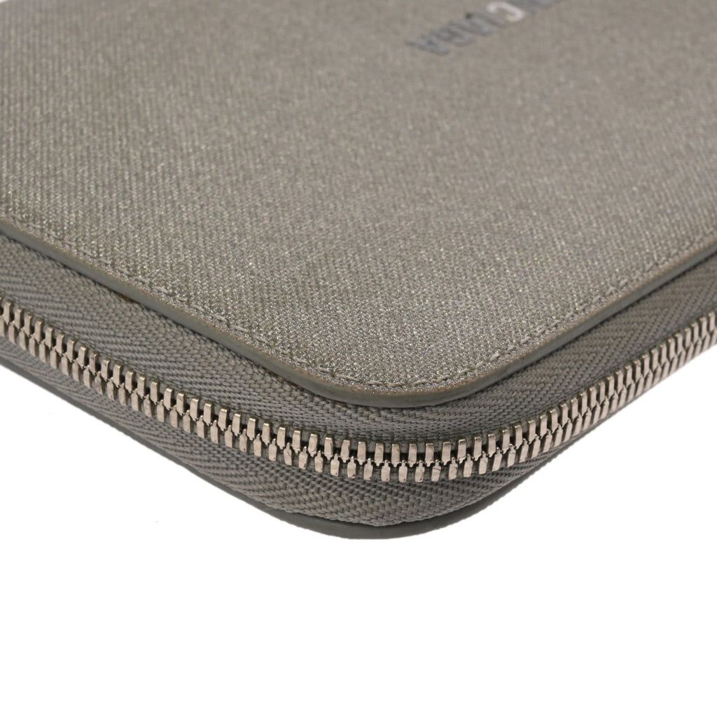 BALENCIAGA Silver Zip-Around Wallet with Hardware, 594290, Unisex, Glitter Material, Long