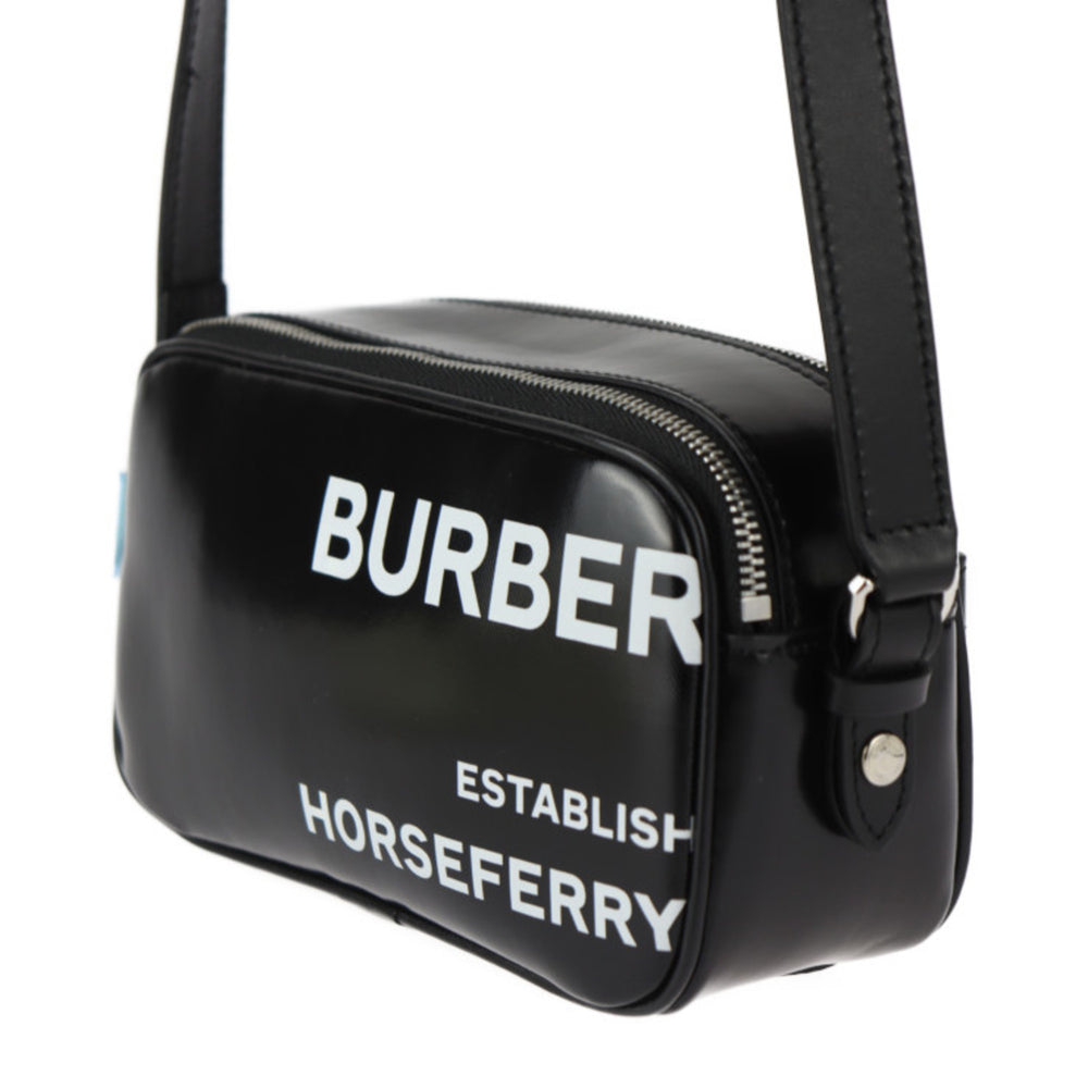 BURBERRY Camera Micro Horseferry Shoulder Bag 8022339 Coated Canvas Leather Black White Crossbody Pochette 2409053010026R1 — New - Store Return