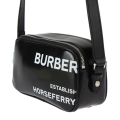 BURBERRY Camera Micro Horseferry Shoulder Bag 8022339 Coated Canvas Leather Black White Crossbody Pochette 2409053010026R1 — New - Store Return