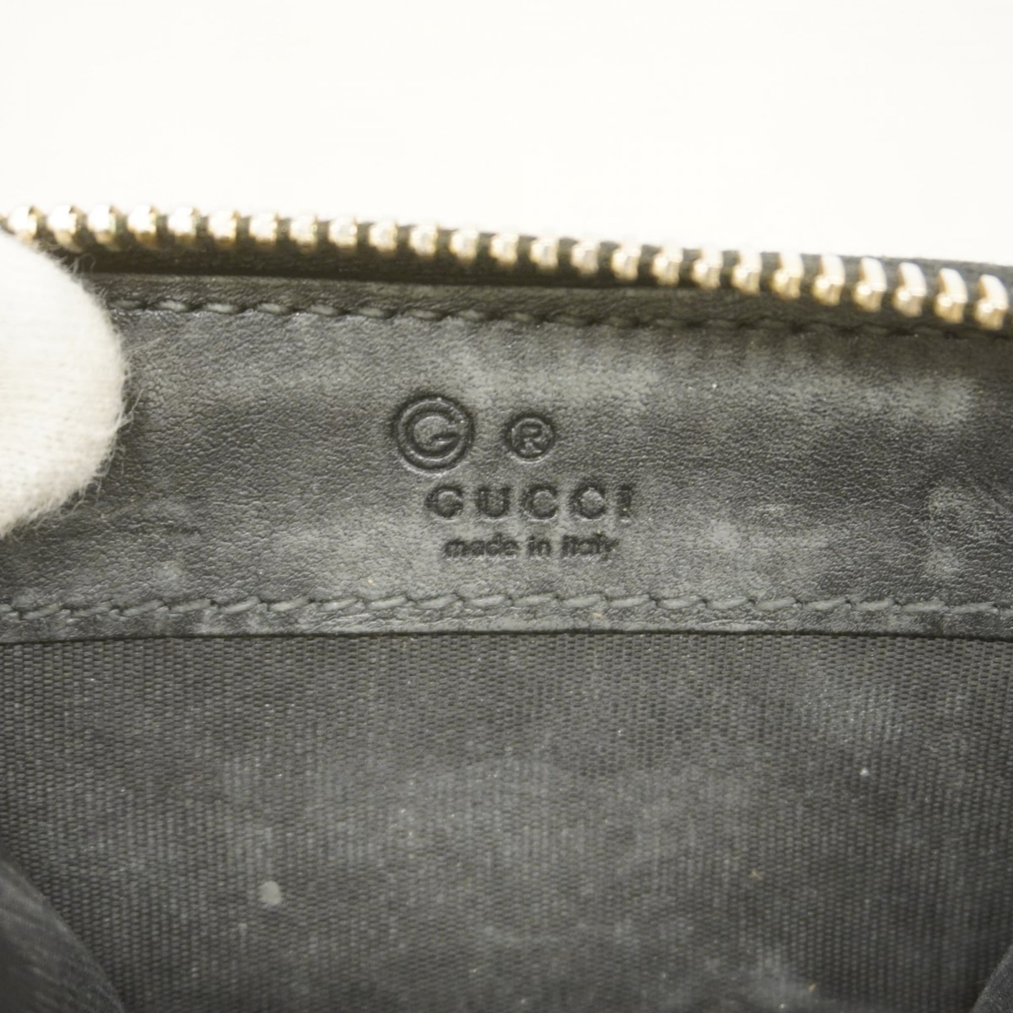 Gucci Micro Guccissima Wallet/Coin Case 449896 Leather Black Champagne for Men and Women