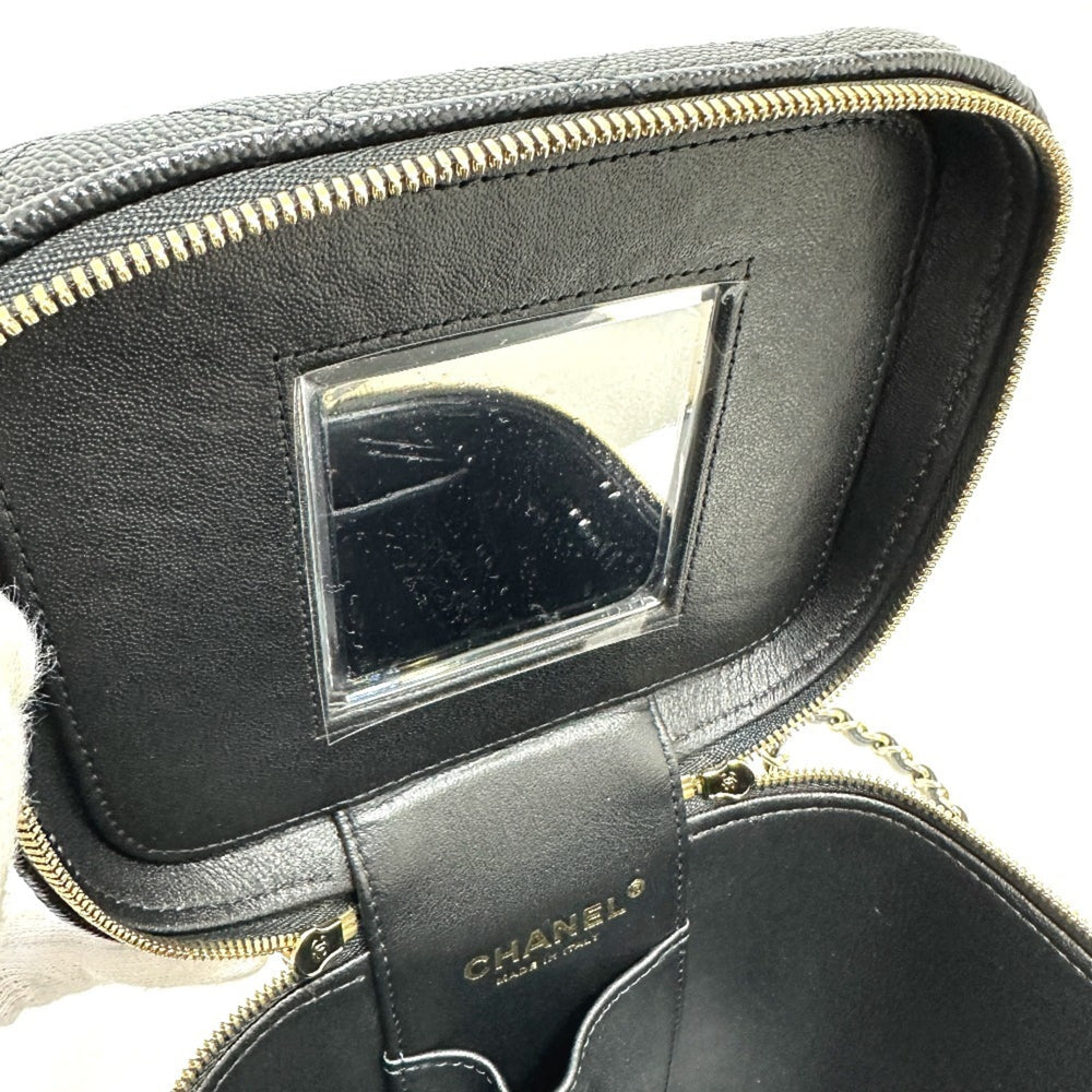 CHANEL AS2362 Coco Mark CC Matelasse Quilted Chain Bag Shoulder Handbag Vanity Caviar Skin Women's Black G-231125-90 — New - Store Return