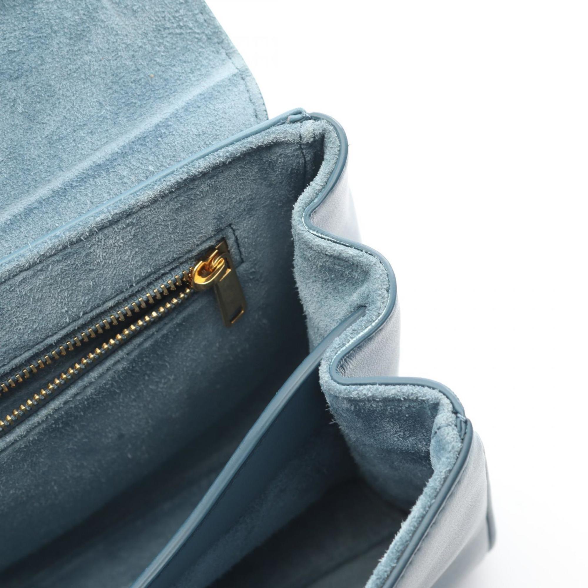 Celine Teen Soft 16 Shoulder Bag, Leather, Women's, Blue, 196853