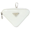 Prada Pouch 1TL433 White Leather Bag Charm Triangle Coin Case Women's PRADA