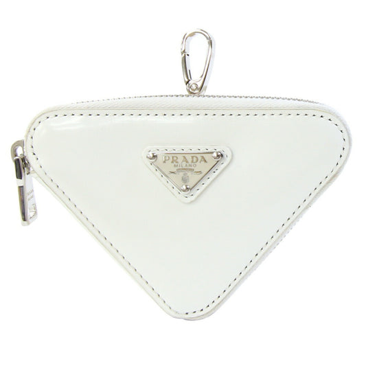 Prada Pouch 1TL433 White Leather Bag Charm Triangle Coin Case Women's PRADA