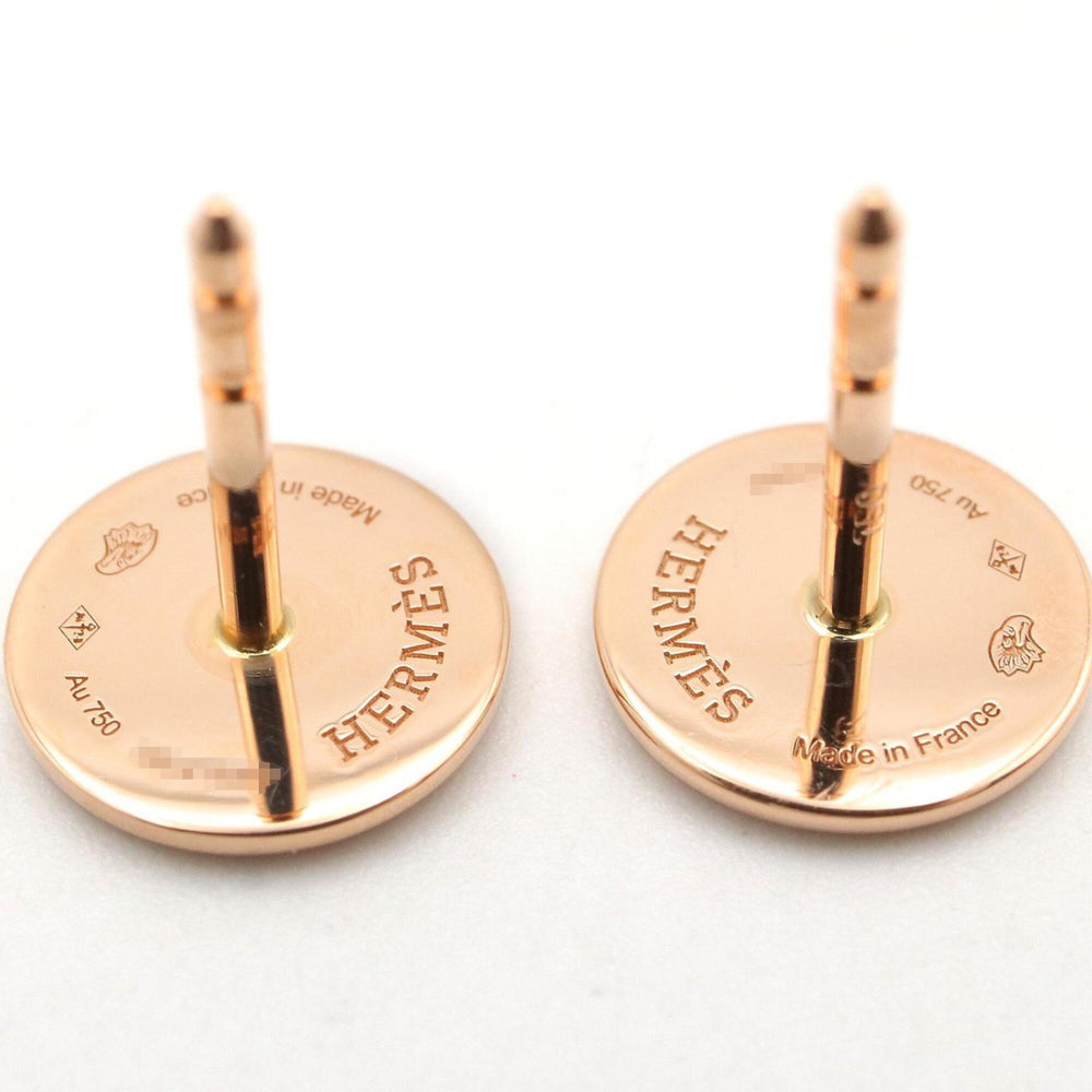 Hermes Ex-Libris TPM Earrings, 18KPG (Pink Gold), Women's Jewelry, Gold Tone — Like New