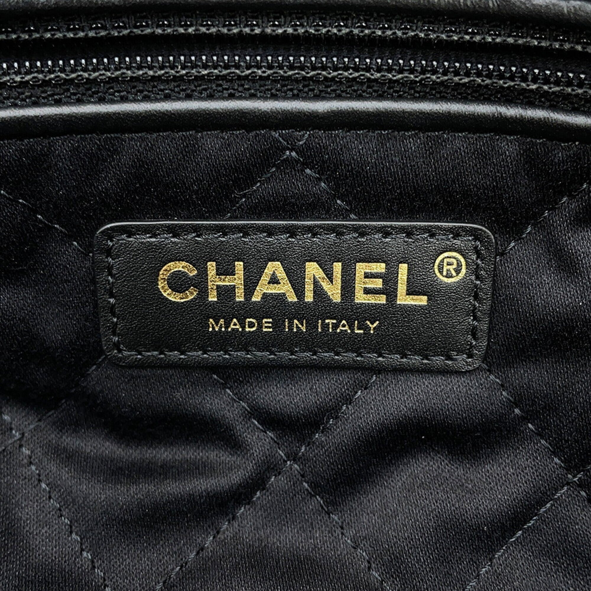 Chanel Backpack, 22 Large, Shiny Calf Leather AS3313, CHANEL Handbag, Black, Women's — Like New