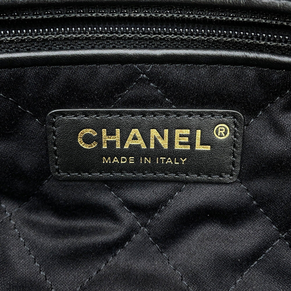 Chanel Backpack, 22 Large, Shiny Calf Leather AS3313, CHANEL Handbag, Black, Women's — Like New