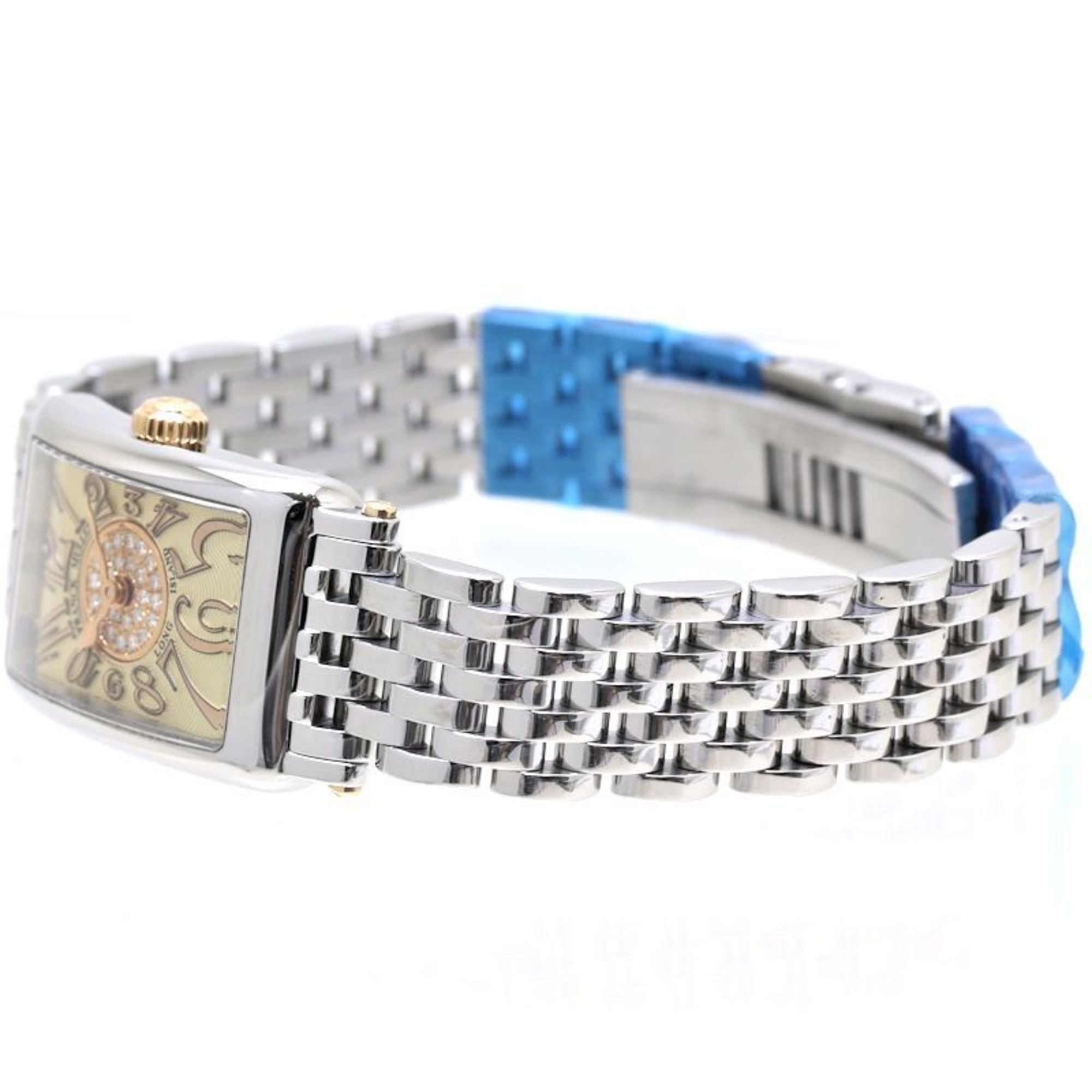 FRANCK MULLER 802 REL CD 1P CP STG Long Island Petite Pastille Stainless Steel xK18PG Pink Gold Ladies 39538 Watch — Very Good