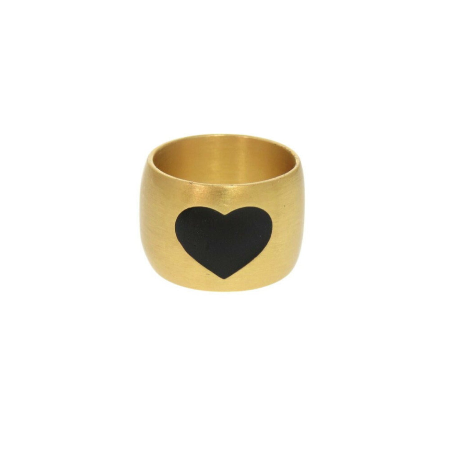 Chanel Coco Mark Heart Metal Size 13 Gold Black Ring 1178CHANEL