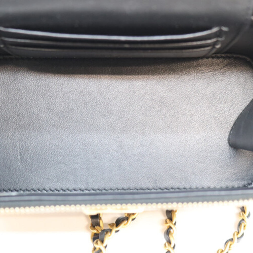 CHANEL AP3243 Black Lambskin Gold Hardware Top Handle 2-Way Vanity Bag Shoulder Women's — Like New