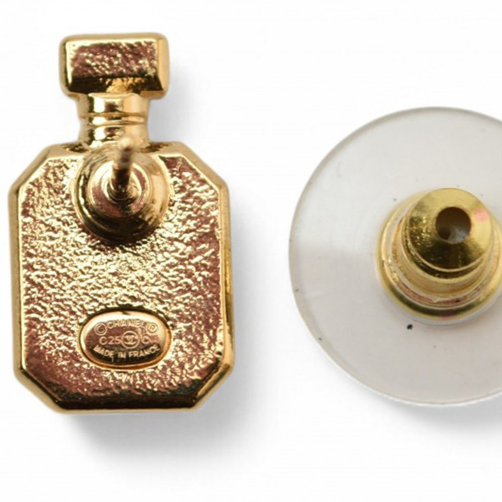 CHANEL Earrings Coco Mark CC Gold Bottle Motif C25 — Like New
