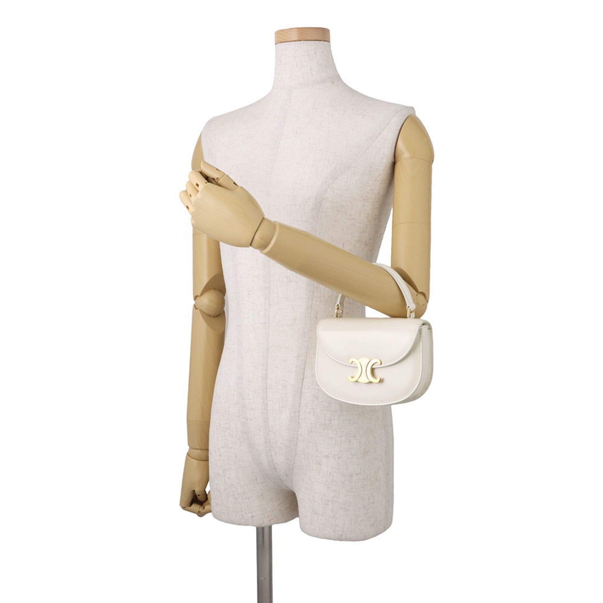Celine Mini Buzas Patent Leather Handbag 10L063ETZ CELINE 2-way Shoulder Bag White Fendi Women's FENDI — Like New