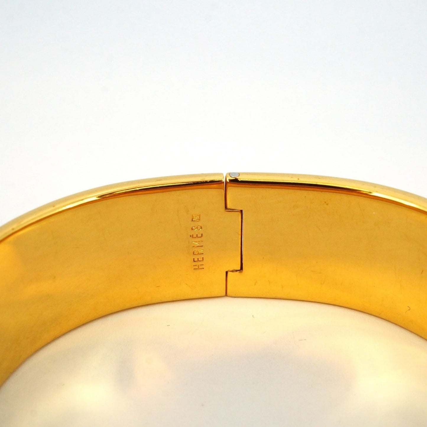 Hermes Click Cluck GM Bangle, GP Plated, Cloisonne, Gold, Green, Multicolor, Women's