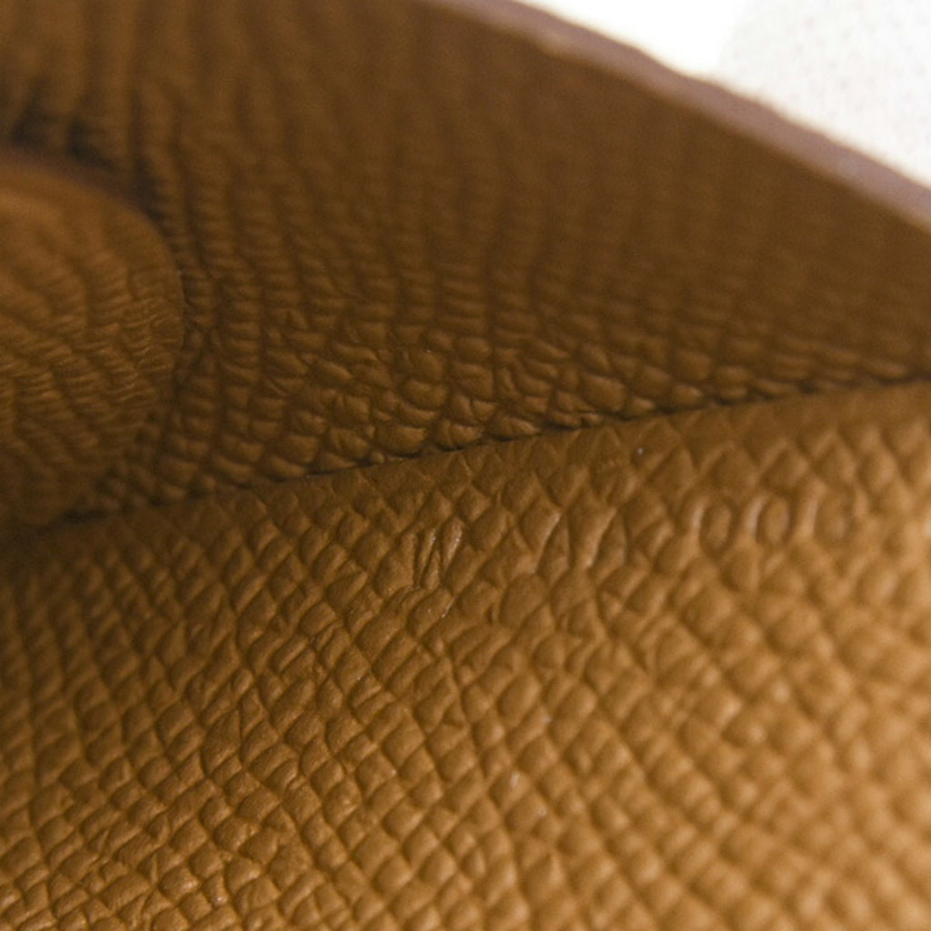 Hermes Hermès Calvi Duo Wallet for Men and Women, Card Case, Coin Double Engraved, Gold, Epsom Leather