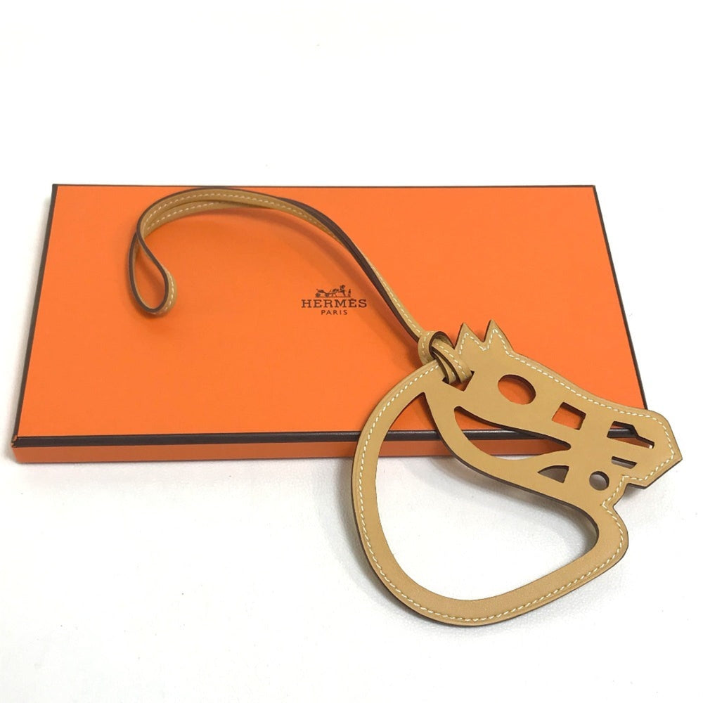 HERMES Petite H Paddock Cheval Strap Charm Swift Leather Men's Women's Ocher Beige — New - Store Return