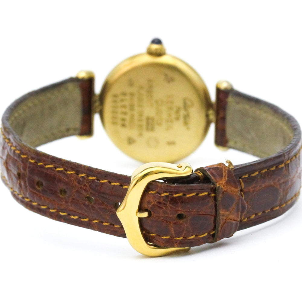 CARTIER Must Colisee Gold Plated Leather Quartz Ladies Watch 590002 — Good