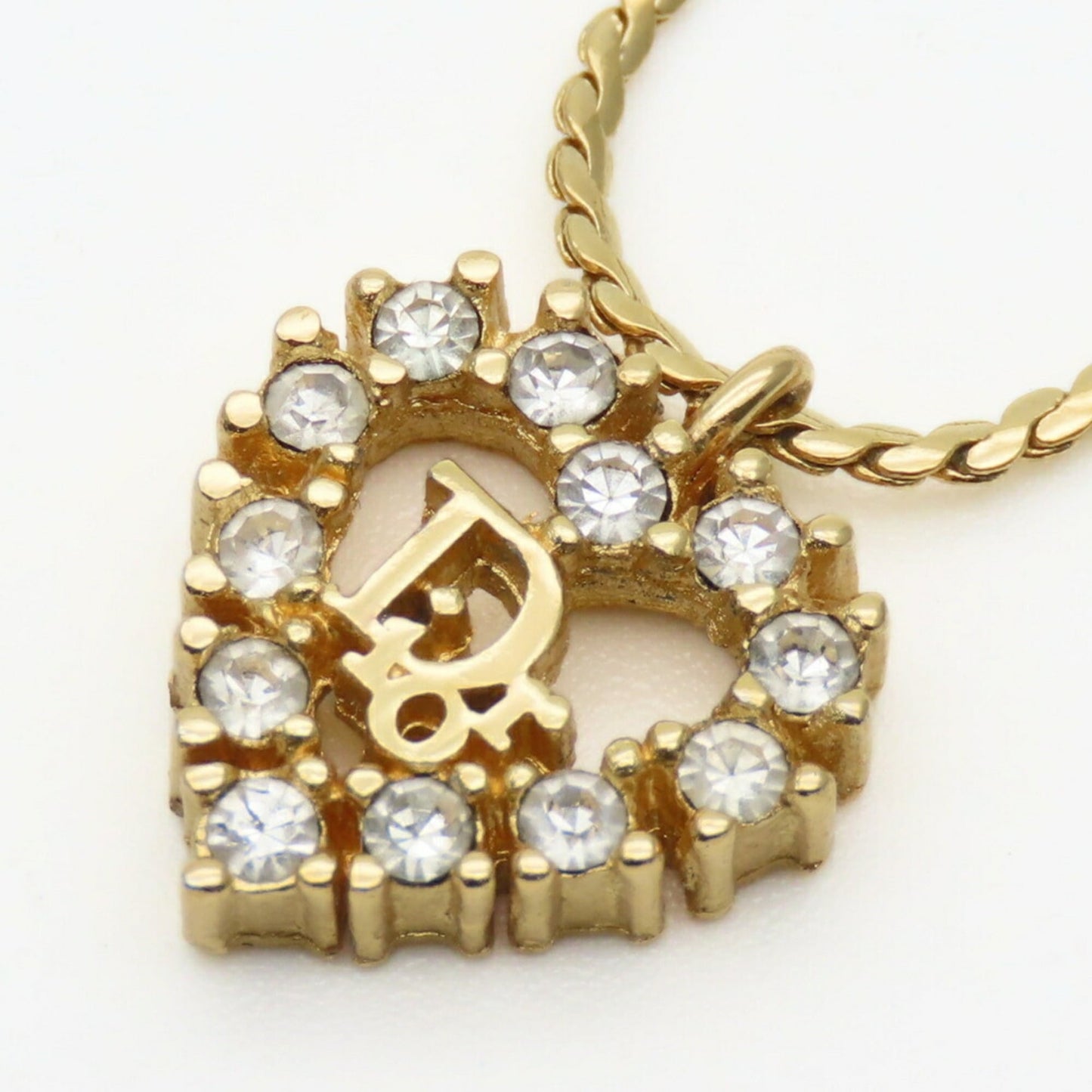 Christian Dior Heart Necklace, Gold Plated, GP, Women's