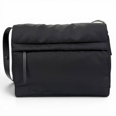 PRADA 1BD256 Re-Nylon Large Padded Shoulder Bag with Leather Accents and Triangle Logo, Black, Made in Italy, Women's — Like New