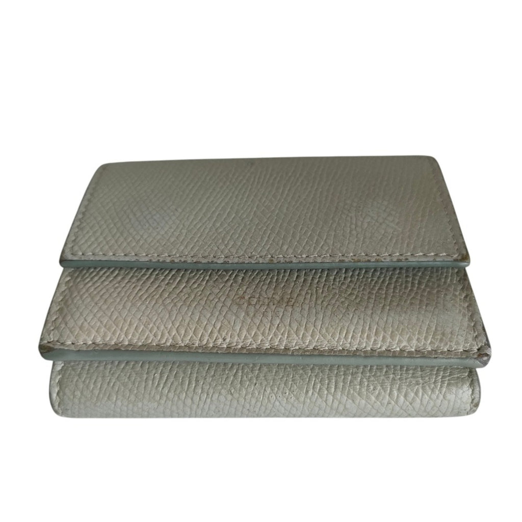 CELINE Folded Compact Wallet, Leather Tri-fold Gray, Women's