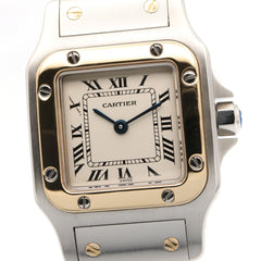 Cartier Santos Galbee SM Watch, 18K (Yellow Gold) Stainless Steel, Ladies, Silver Tone, W20012C4 — Very Good